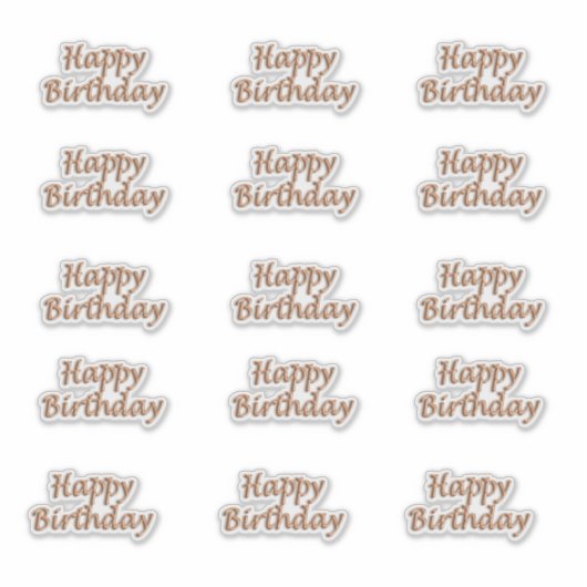 Fijne verjaardag roos gouden ballontekst sticker (Voorkant)