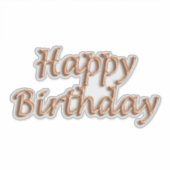 Fijne verjaardag roos gouden ballontekst sticker (Voorkant)