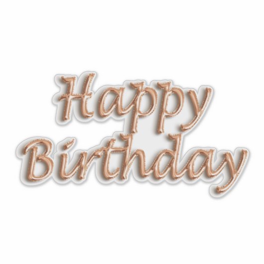 Fijne verjaardag roos gouden ballontekst sticker (Voorkant)