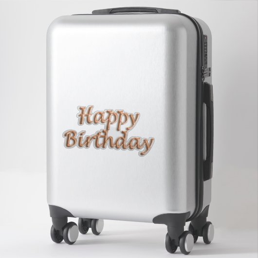 Fijne verjaardag roos gouden ballontekst sticker (Koffer)