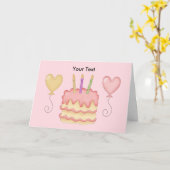 Fijne verjaardag roze ballonnen kaart (Gele Bloem)