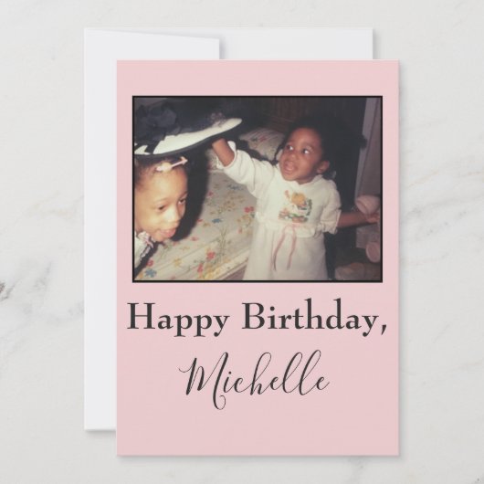 Fijne verjaardag roze foto van zus kaart (Voorkant)