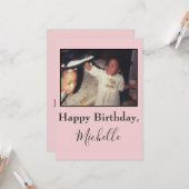 Fijne verjaardag roze foto van zus kaart (Voorkant / Achterkant in situ)
