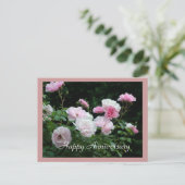 Fijne verjaardag roze roze roze rozenkaart. briefkaart (Staand voorkant)