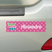 Fijne verjaardag roze stippen bumber stickers (Op auto)