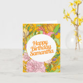 Fijne verjaardag Samantha| Florence Birthday Card Kaart (Gele Bloem)