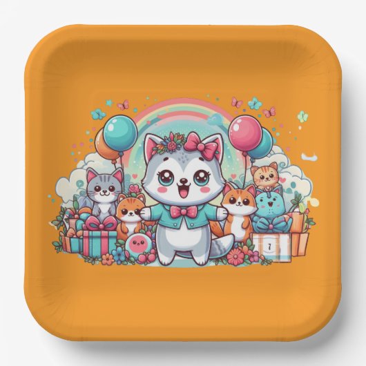 Fijne verjaardag, schatje papieren bordje (Voorkant)