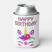 Fijne verjaardag schattige regenboog gekleurde een blikjeskoeler (Blikje Voorkant)