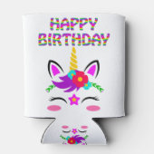 Fijne verjaardag schattige regenboog gekleurde een blikjeskoeler (Achterkant)