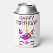 Fijne verjaardag schattige regenboog gekleurde een blikjeskoeler (Blikje Achterkant)