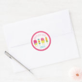 Fijne verjaardag schattige roze Popsikel feest kaw Ronde Sticker (Envelop)