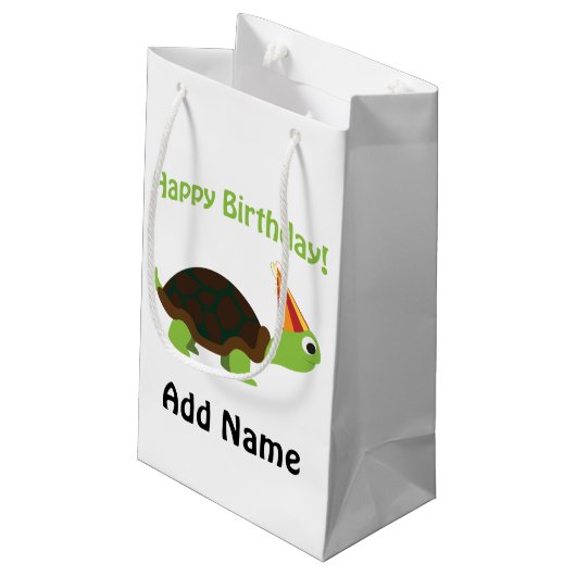 Fijne verjaardag! Schildpad Klein Cadeauzakje (Achterkant Gekanteld)