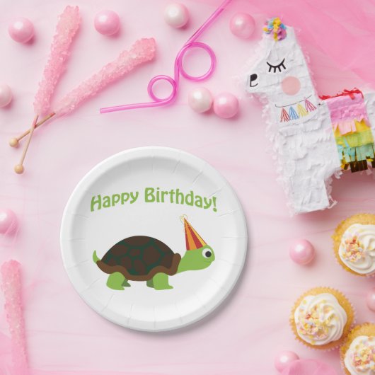 Fijne verjaardag! Schildpad Papieren Bordje (Feest)