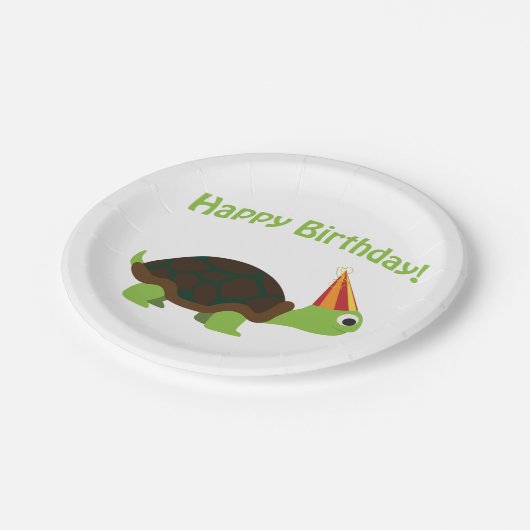 Fijne verjaardag! Schildpad Papieren Bordje (Gekanteld)
