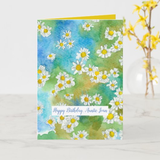 Fijne verjaardag tante Blessings aan uw douanenaam Kaart (Gele Bloem)