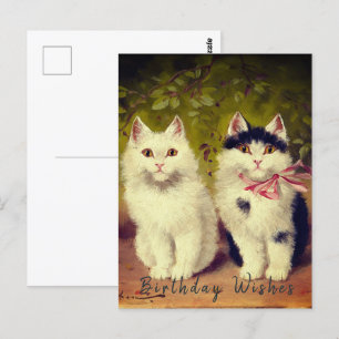 Fijne verjaardag Twee katten olieverfschilderij  Briefkaart