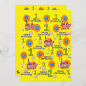 Fijne verjaardag Uitnodiging eerste verjaardag #1 (Voorkant / Achterkant)