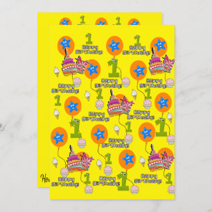 Fijne verjaardag Uitnodiging eerste verjaardag #1