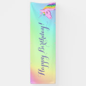 "Fijne verjaardag!" Unicorn Rainbow Ombre Spandoek (Verticaal)