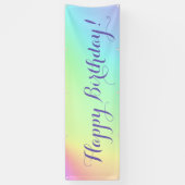 "Fijne verjaardag!" Unicorn Rainbow Ombre Spandoek (Verticaal)