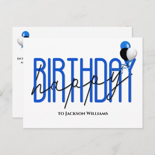 Fijne verjaardag van de ballonnetjes van het feest uitnodiging briefkaart (Voorkant / Achterkant)