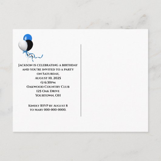 Fijne verjaardag van de ballonnetjes van het feest uitnodiging briefkaart (Achterkant)