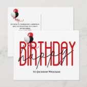 Fijne verjaardag van de ballonnetjes van het feest uitnodiging briefkaart (Voorkant / Achterkant)