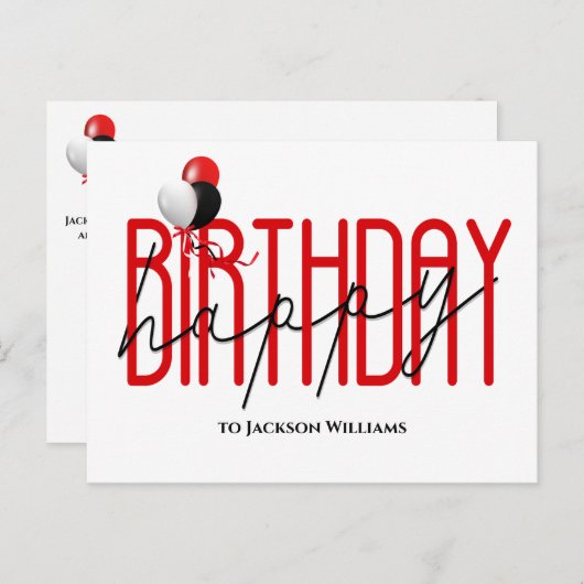 Fijne verjaardag van de ballonnetjes van het feest uitnodiging briefkaart (Voorkant / Achterkant)