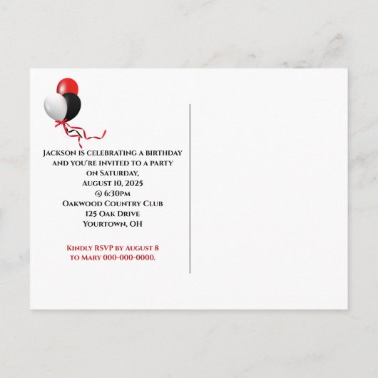 Fijne verjaardag van de ballonnetjes van het feest uitnodiging briefkaart (Achterkant)