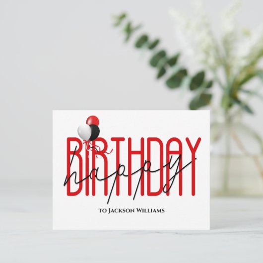 Fijne verjaardag van de ballonnetjes van het feest uitnodiging briefkaart (Staand voorkant)