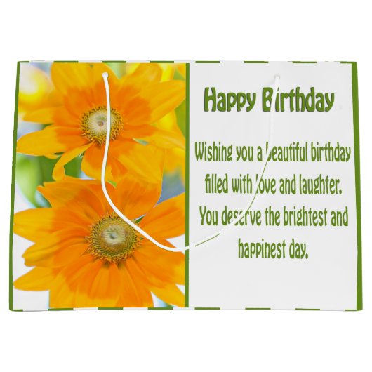 Fijne verjaardag van de gele dag van de verjaardag groot cadeauzakje (Voorkant)