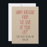 Fijne verjaardag van de liefde van je leven, de au<br><div class="desc">Fijne verjaardag van de liefde voor je levenslange auto grappige geboortedag Kaart - Kaart van autoliefhebber - echtgenoot - vrouw - vriend - Vriendin gelukkige verjaardag van de liefde voor je leven ...  Dat ben ik trouwens niet jouw auto! Maar wat is hun liefde?</div>