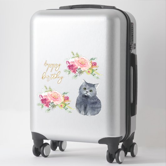 Fijne verjaardag van de liefhebbende afbeelding va sticker (Koffer)