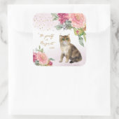 Fijne verjaardag van de liefhebbende afbeelding va vierkante sticker (Tas)