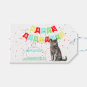 Fijne verjaardag van het kattencadeautje Label Cadeaulabel (Voorkant (Horizontaal))