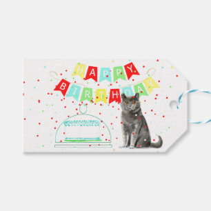 Fijne verjaardag van het kattencadeautje Label Cadeaulabel