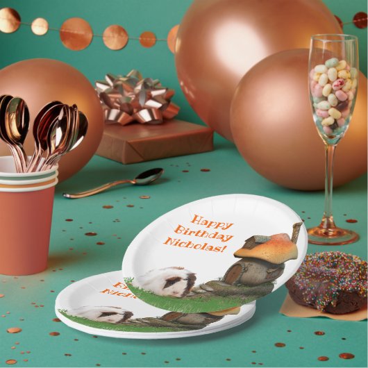 Fijne verjaardag van het kind Guinee Pig Pushroom  Papieren Bordje (Multi)