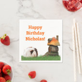 Fijne verjaardag van het kind Guinee Pig Pushroom  Servet (Insitu)