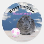 Fijne verjaardag van het kind Guinee Roze Voetbal Ronde Sticker (Voorkant)