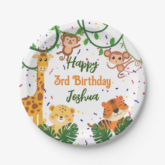 Fijne verjaardag van het oerwoud papieren bordje (Voorkant)