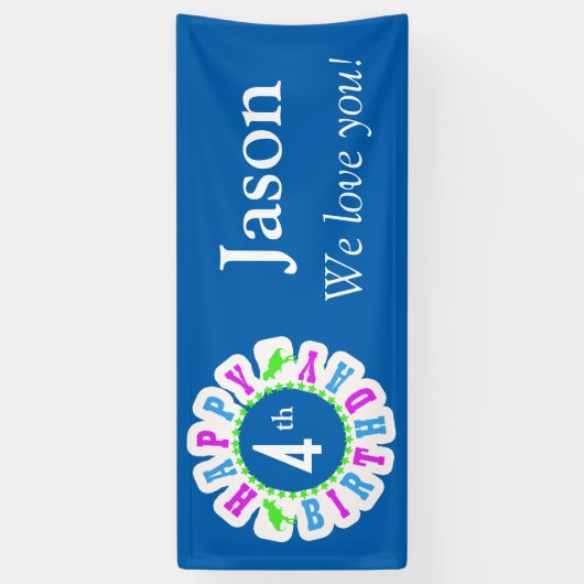 Fijne verjaardag van kinderen Cirkel van sterren I Spandoek (Verticaal)