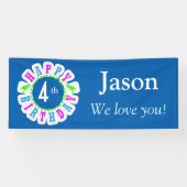 Fijne verjaardag van kinderen Cirkel van sterren I Spandoek (Horizontaal)