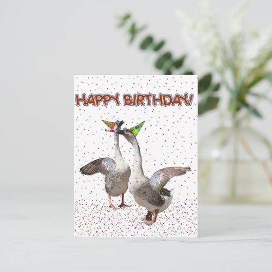 Fijne verjaardag van partijdieren briefkaart (Staand voorkant)