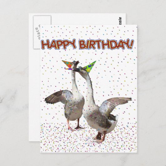 Fijne verjaardag van partijdieren briefkaart (Voorkant / Achterkant)