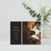 Fijne verjaardag van uw Briefkaart van de Kat-groe (Staand voorkant)