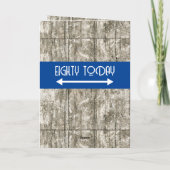 Fijne verjaardag vandaag 80 heet blauw grijs kaart (Achterkant)