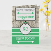 Fijne verjaardag vandaag 80 heet groene grijs kaart (Gele Bloem)