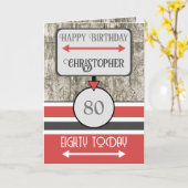 Fijne verjaardag vandaag 80 heet red grijy kaart (Gele Bloem)
