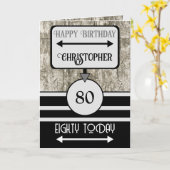 Fijne verjaardag vandaag 80 heet zwarte grijs kaart (Gele Bloem)