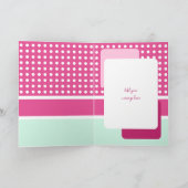 Fijne verjaardag vandaag 80 roze groene polka stip kaart (Binnen)